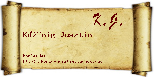 Kőnig Jusztin névjegykártya